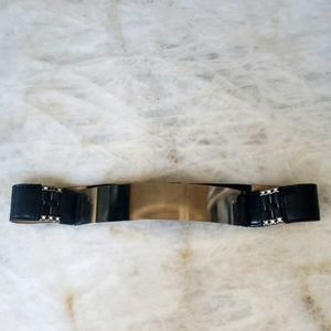 Black leather and metal belt by Cache
